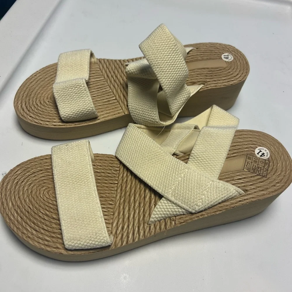 Women's Cream Platform Sandals